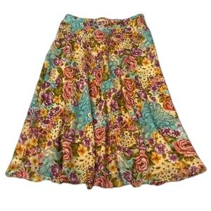 Coldwater Creek A-Line Skirt, Size M, Multi Colored Floral Print